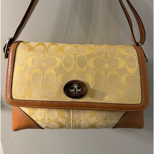 Vintage Coach Yellow Hamptons Signature Shoulder Bag